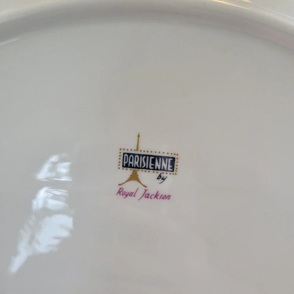 Parisienne By Royal Jackson Oval  Vintage Pink Gray Serving Platter Mcm 11